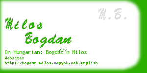 milos bogdan business card